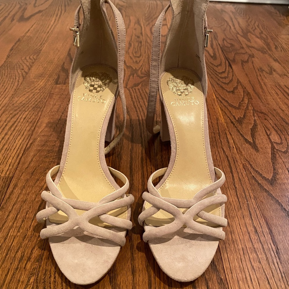 Blush Pink Suede Strappy Vince Camuto Heels